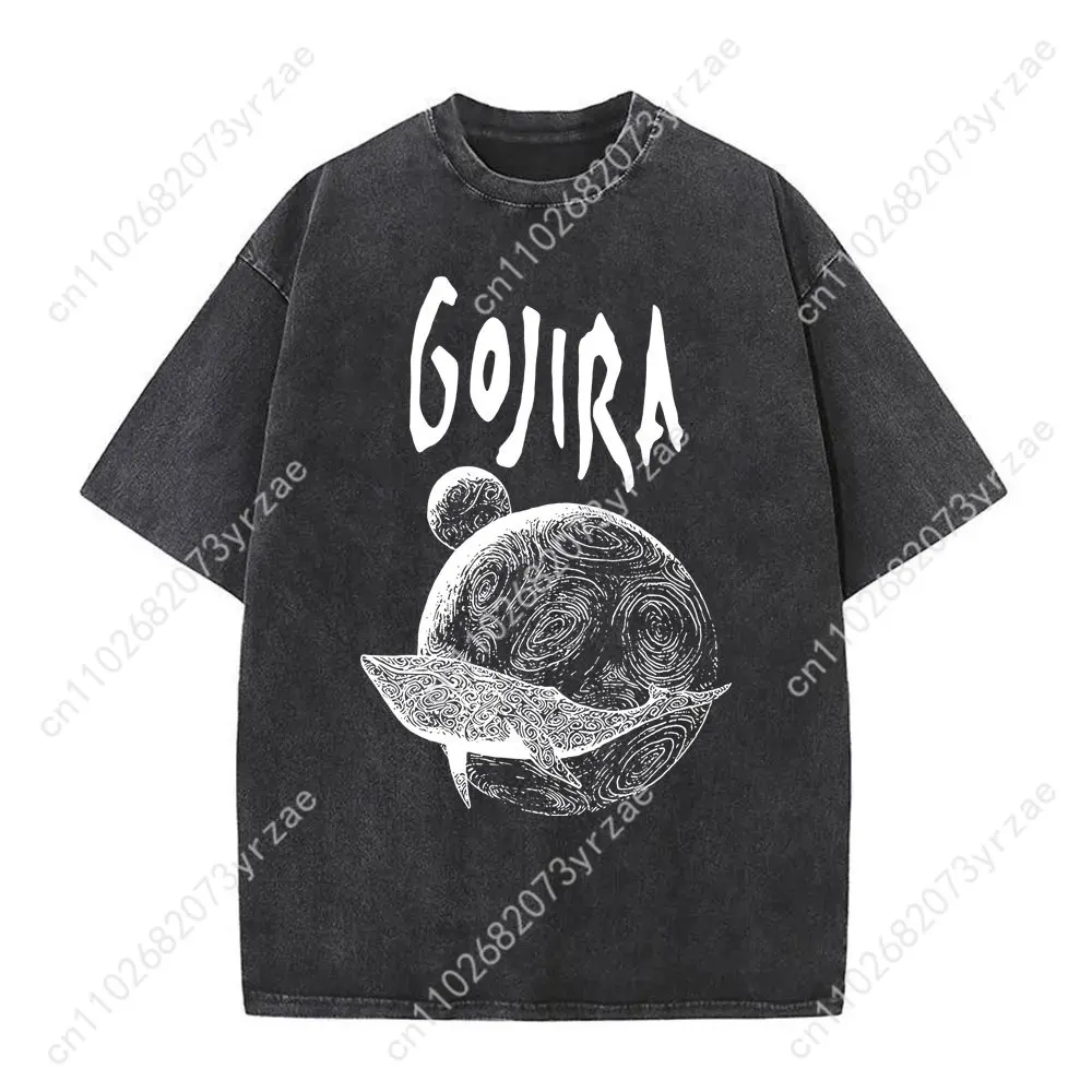 Kaus Retro Gojira Band Kaus Vintage Kualitas Tinggi Pria Wanita Kaus Fashion Lengan Pendek Katun Atasan Bersirkulasi Lembut