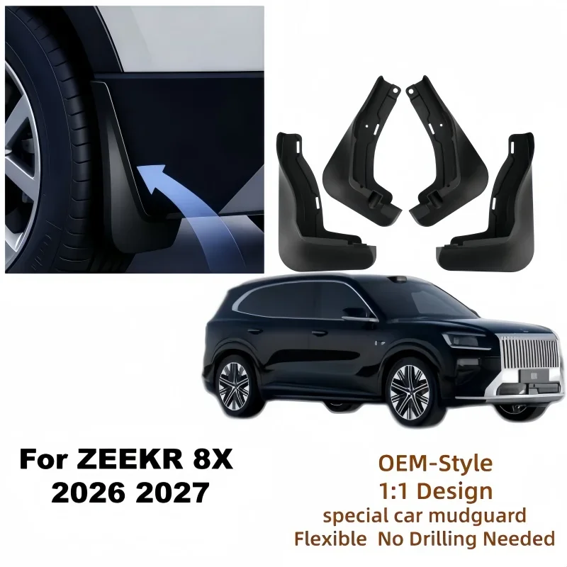 Car Fender For Zeekr 8X 2026 2027 2028 DX1H 4pcs Mud Splash Guard Mudguards Auto Mudflaps Scratch Prevention Protect Accessories