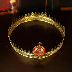 HTISOK Orthodox Ritual Supplies Church Etiquette Crown Wedding Crown Alloy Retractable Jesus Virgin Mary Crown Set