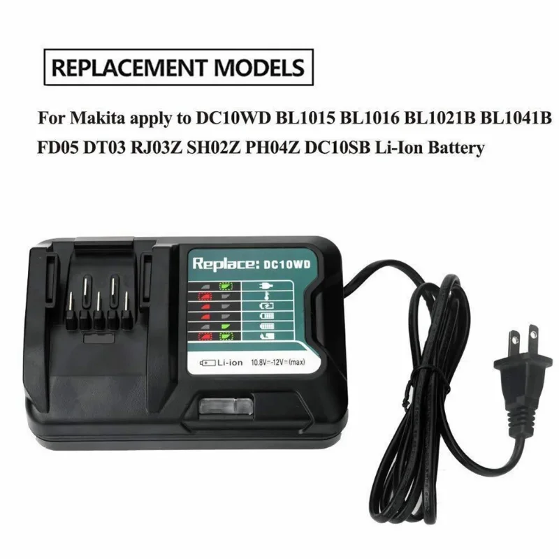 DC10WD Charger Replace for MAKITA battery 10.8V 12V BL1016 BL1040B BL1015B BL1020B BL10DC10SA CL107FDWY CL107DWM AC100-260V