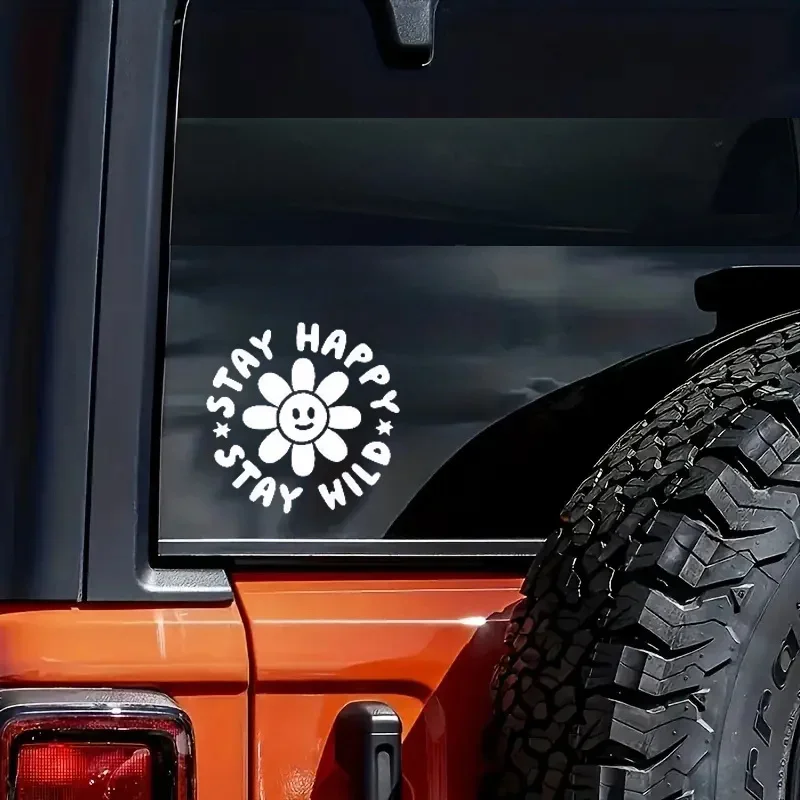 

1PC Stay Happy Wild Daisy Sticker, Vinyl Decal for Cars, Laptops, Gear – Cheerful Accessory for Boho&Positive Vibes Enthusiasts