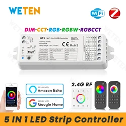 5 in 1ストレッチライトコントローラー,5 in 1,Tuya,zigbee,wifi,rgbw,rgb,CCt,12v,24v,スマートライフ,アプリ,Alexa,Google Homeと互換性があります