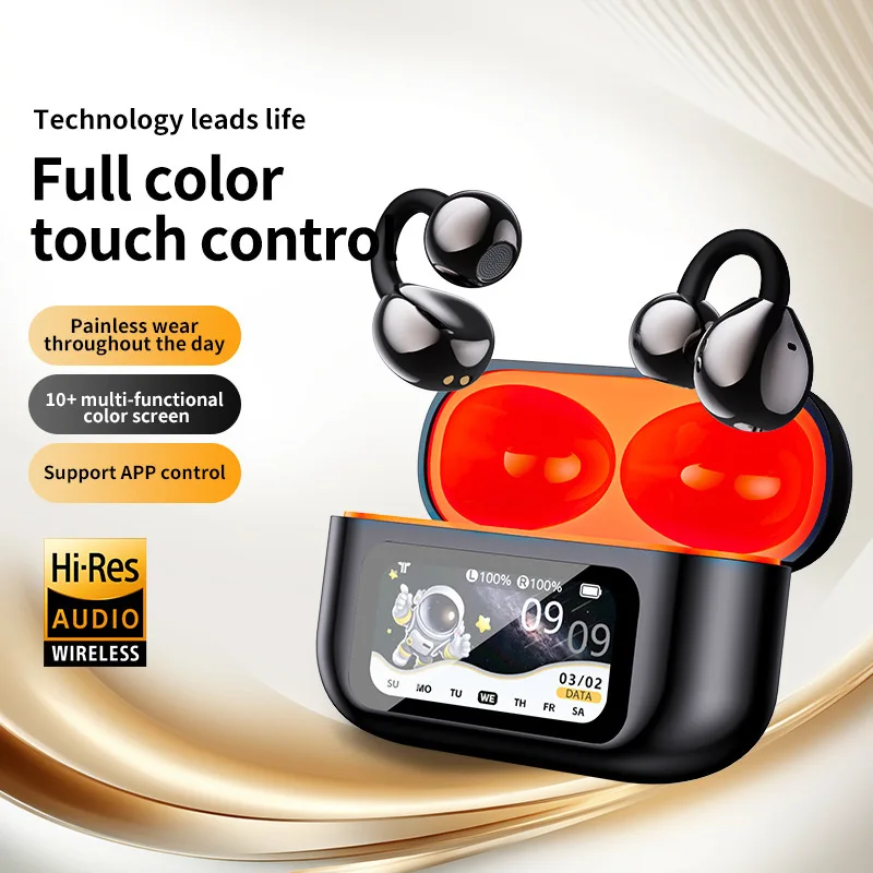 

Smart Touch Color Screen Free-Clip Bluetooth6.0 Earphones AI Real-Time Translation (150 Languages) Low Latency EarClip Earbuds