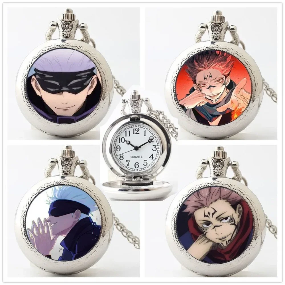 

Jujutsu Kaisen AnimePeripheral Satoru Gojo Cartoon Pendant Turn Over Lid Pocket Watch Backpack Pendant Decoration Festivals Gift