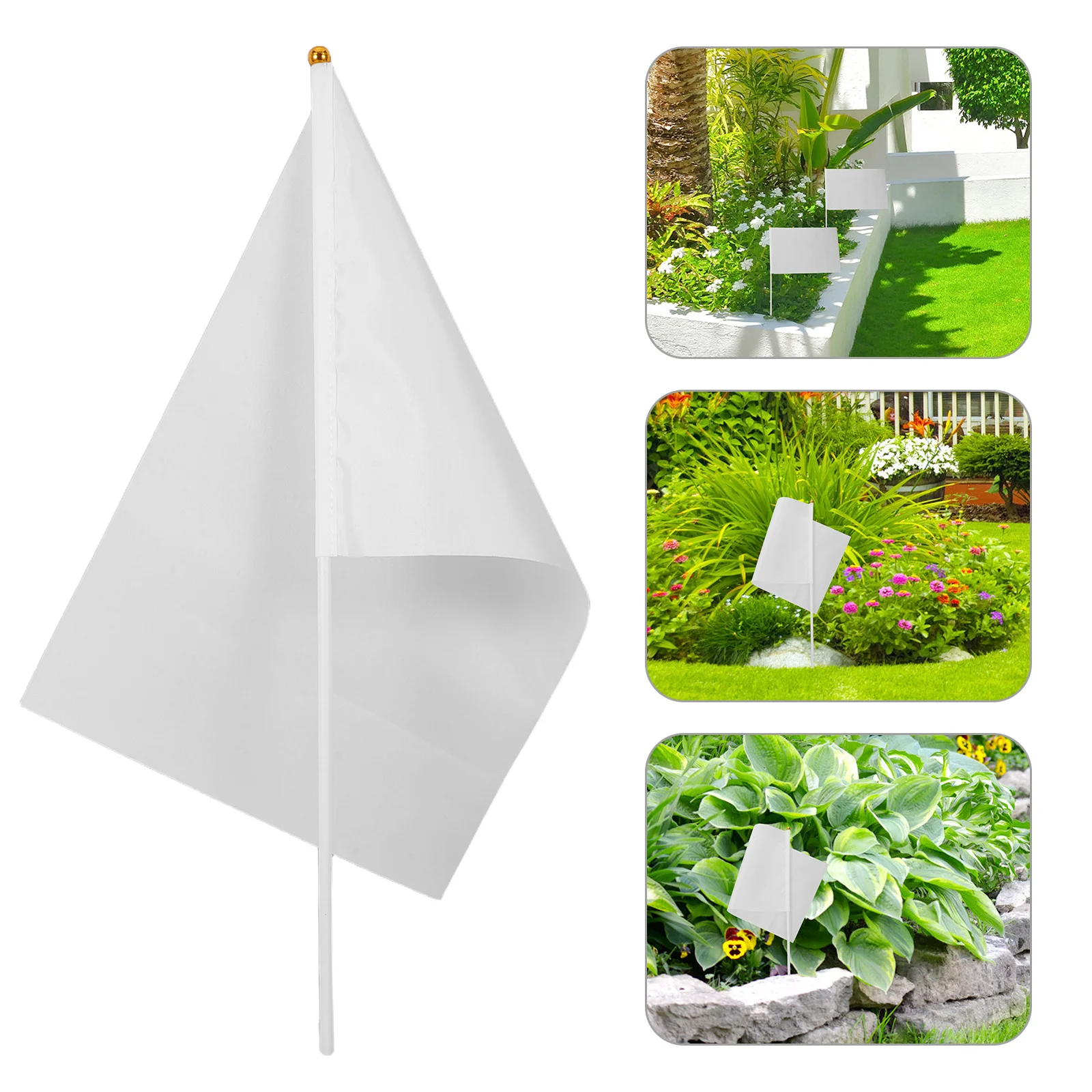 

50Pcs Mini Blank Handheld Flags Solid White Polyester for Sports Events Celebrations DIY Craft Party Decor Mini Blank Flag