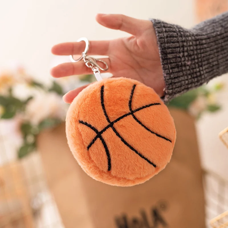 10cm Simulated Plush Toy Pendant Keychain Fun Ball Plush Pendant Volleyball Football Rugby Baseball Tennis Billiards Basketball