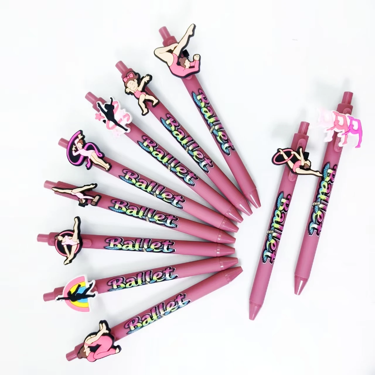 

9/18 шт., гимнастическая тема для девочек, шариковая ручка, румяна, меловый стержень, серия, гимнастическая нашивка, шариковая ручка, черная шариковая ручка