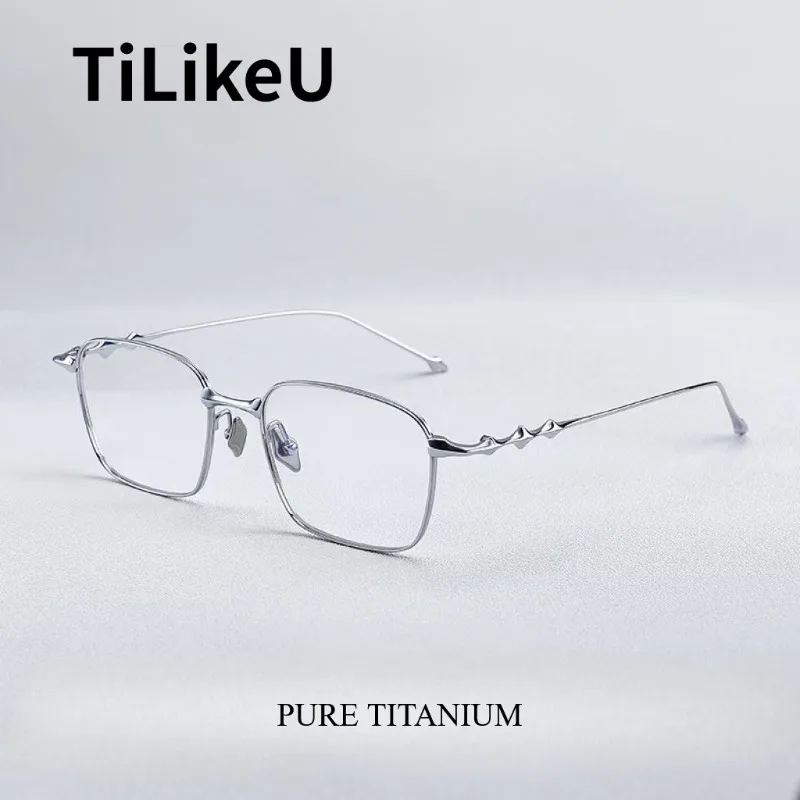 

Pure Titanium Optical Glasses Frame Designer Men and Women Ultra-light Square Eyewear Prescription Frame Anti-blue Light Glasses