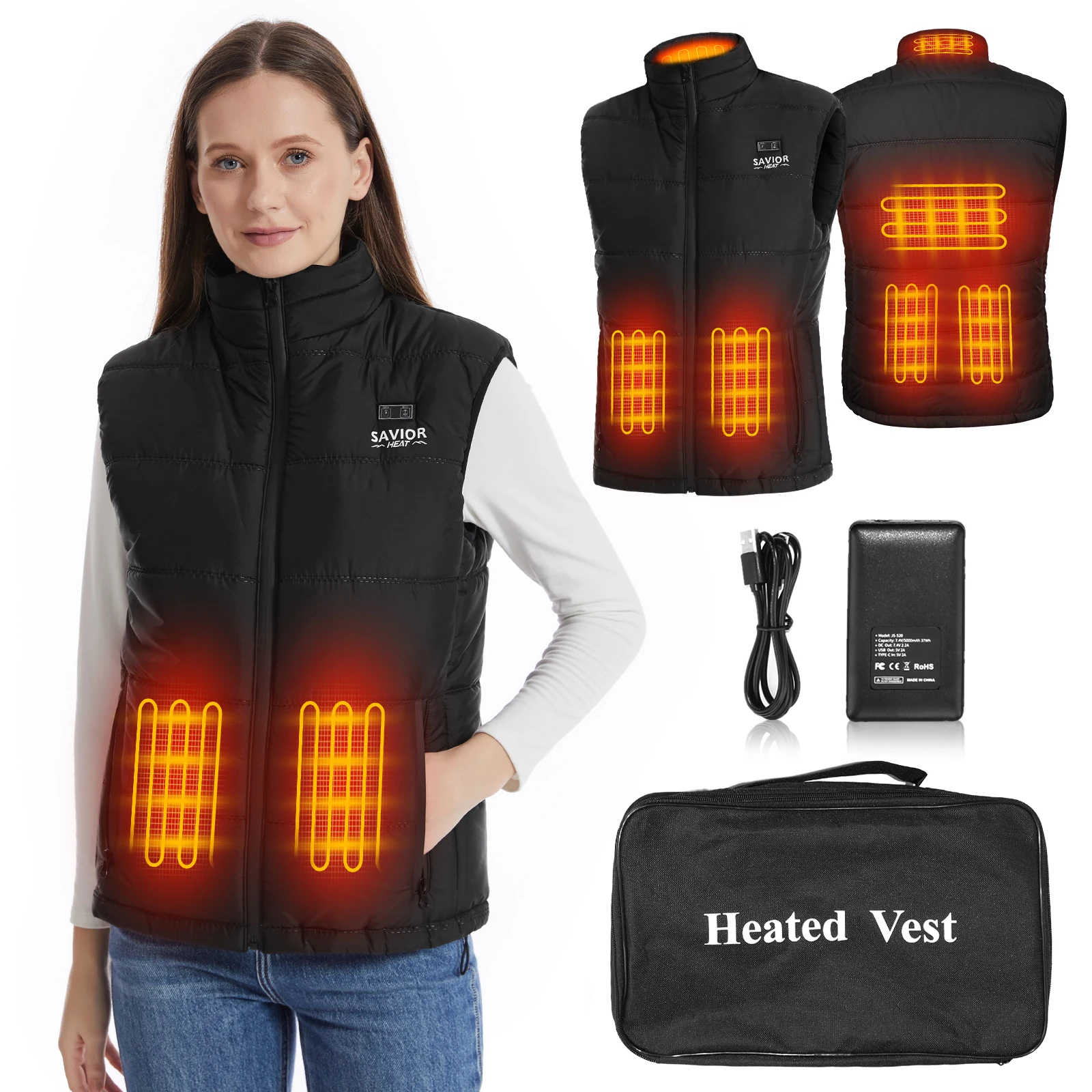 

SAVIOR HEAT Heated Vest Thermal Heated Vest Flexible Thermal Heat Electric Heating Vest Winter Warm Jacket For Outdoor Sports