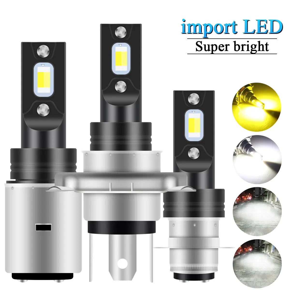 

1PCS H4 H6 BA20D P15D CSP LED high-power Motorcycle Headlight Bulbs Lens white Hi Lo Lamp LED Moto Motorbike Headlight Lamp 12v