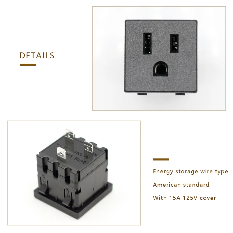 15A USA American Standard 3 Pins Power Socket Power Plug Panel Mount Type Connectors Adapter for PDU Female Power Socket