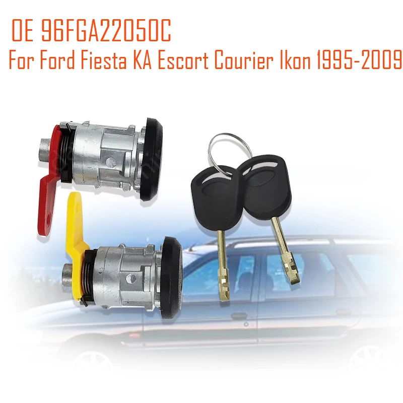 Door Lock Cylinder Set With Keys OE 96FGA22050C For Ford Fiesta KA Escort Courier Ikon 1995‑2009 Front Door Lock