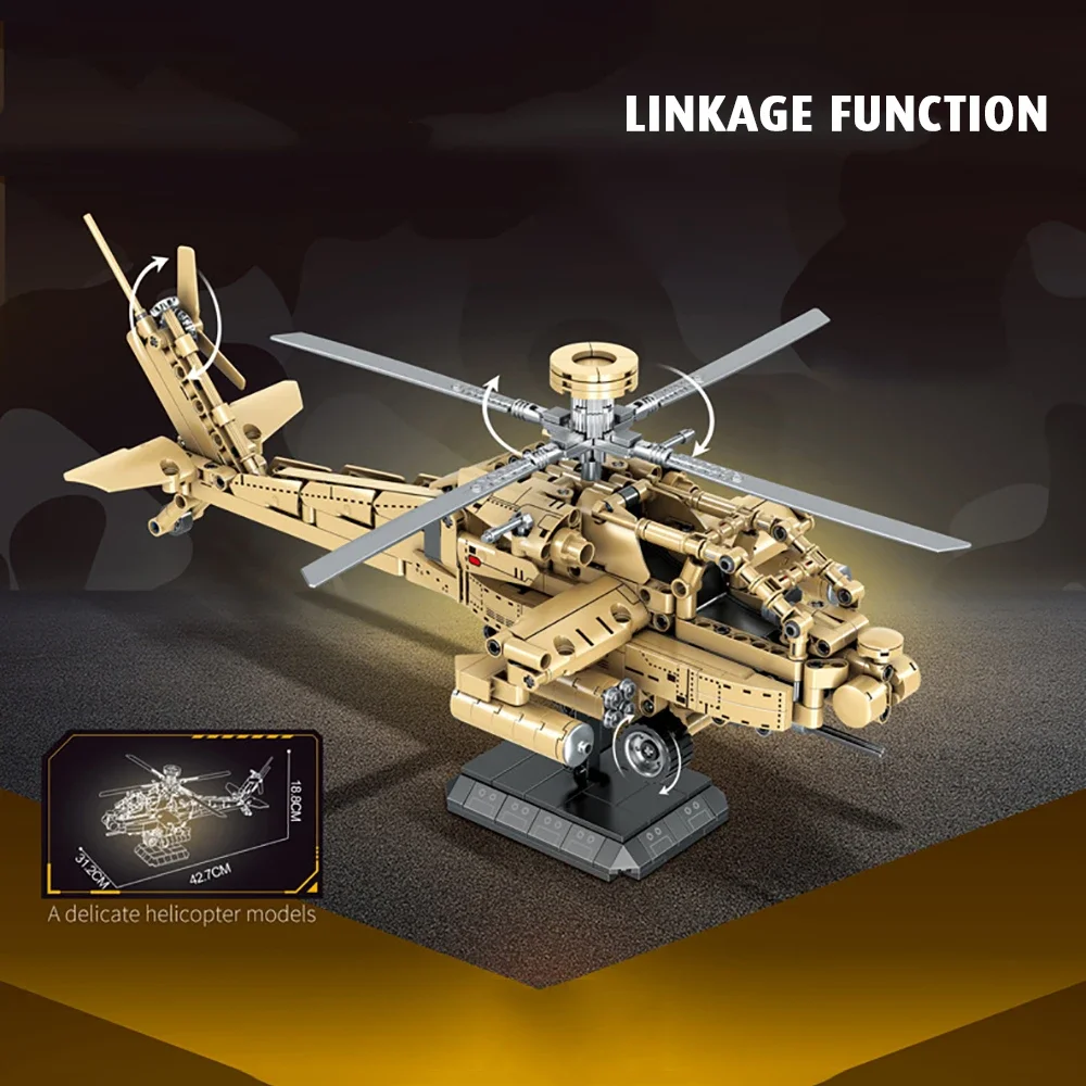 

Military AH-64 Apache CH-47 Aircraft Building Blocks Z-10 Helicopter J-20 Fighter Air Force Brick Boy Airplane Toy Gift for Kid