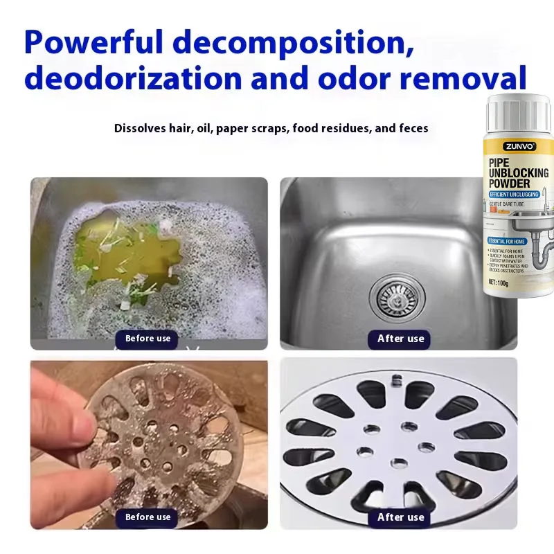 Pipe Unblocking Powder Efficient Unclogging Gentle Care For Home Drain Cleaner view 5