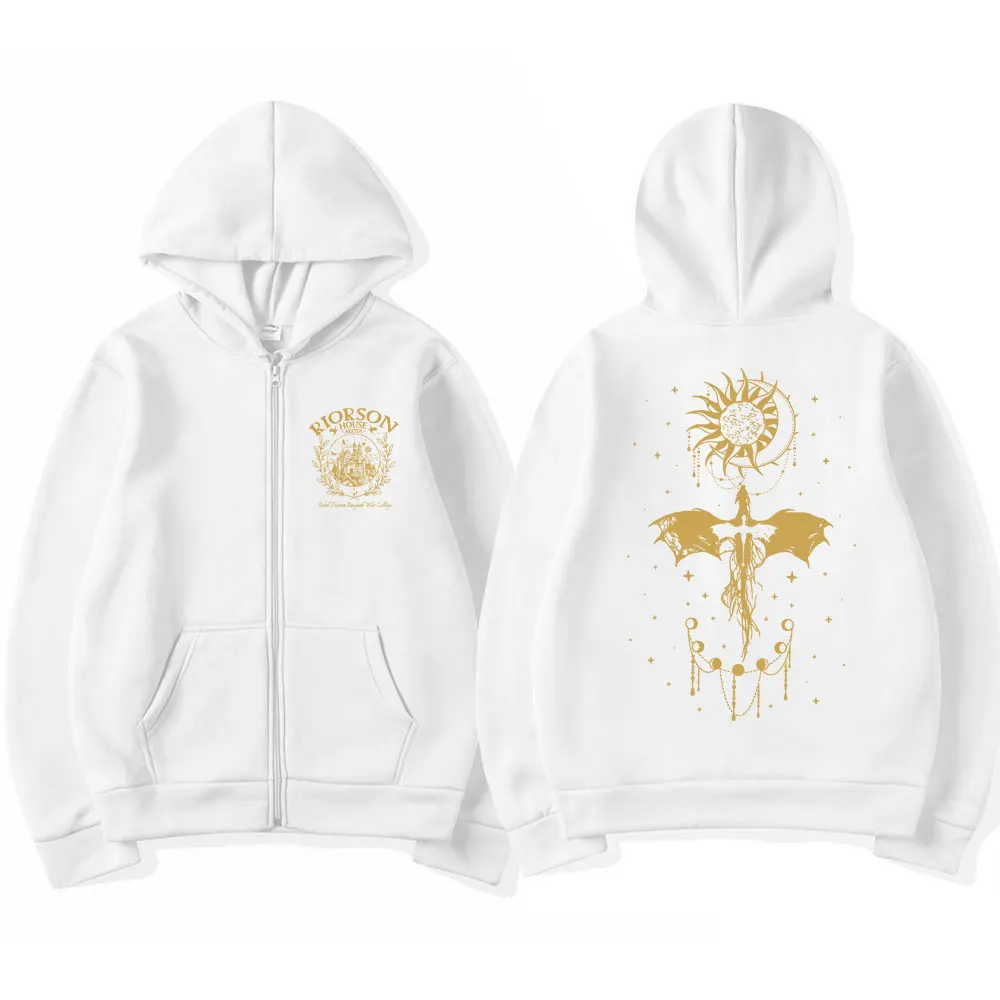 Basgiath War College Fourth Wing Zipper Hoodies Men Women Fashion Retro Dragon Rider Tracksuit Loose Harajuku Jackets Streetwear