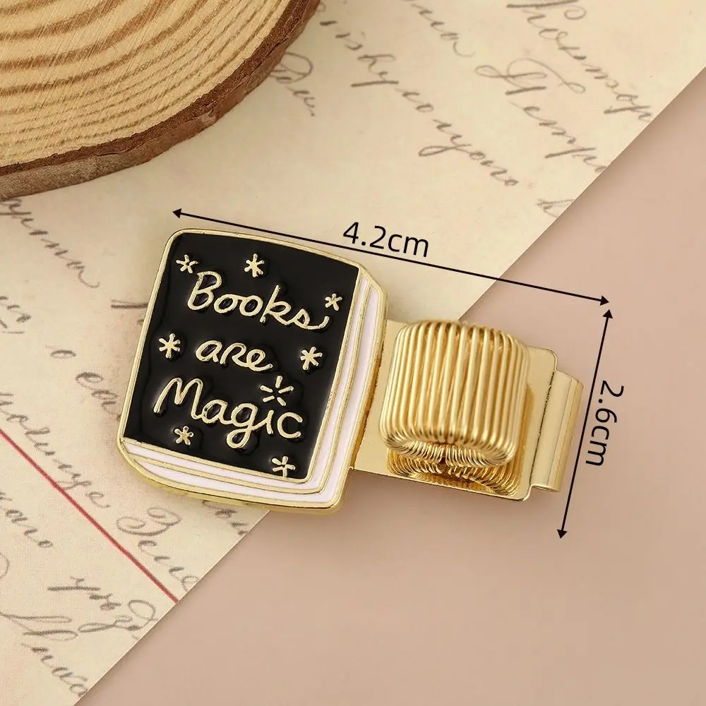 Multi-functional Metal Pen Clip Book Shaped Elastic Pen Holder with Pen Loop Bookmark Journals & Notebook