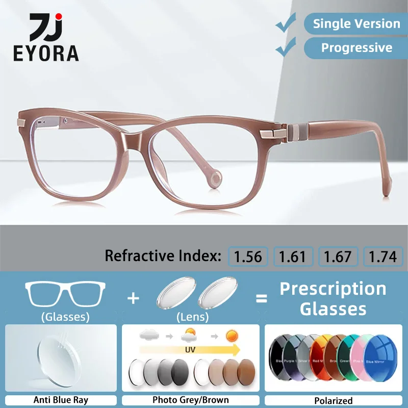 EYORA Currents TR90 Full Rim Reading Glasses Myopia Eyewear Hyperopia Anti Blue Light Progressive Photochromic Eyewear Lens