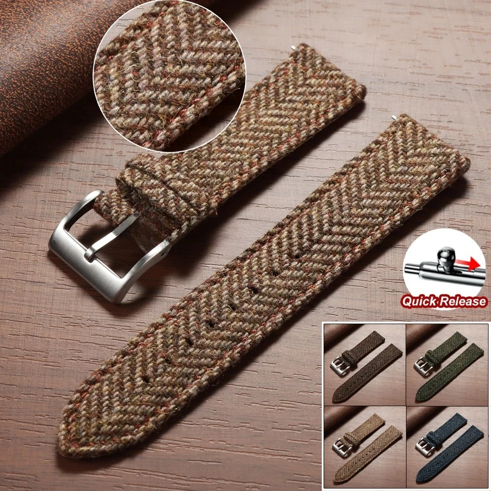 الإفراج السريع نسج سوار لأوميغا ل Seiko خمر جلد البقر الحقيقي تويد النايلون حزام 18 مللي متر 20 مللي متر 22 مللي متر Smartwatch حزام (استيك) ساعة