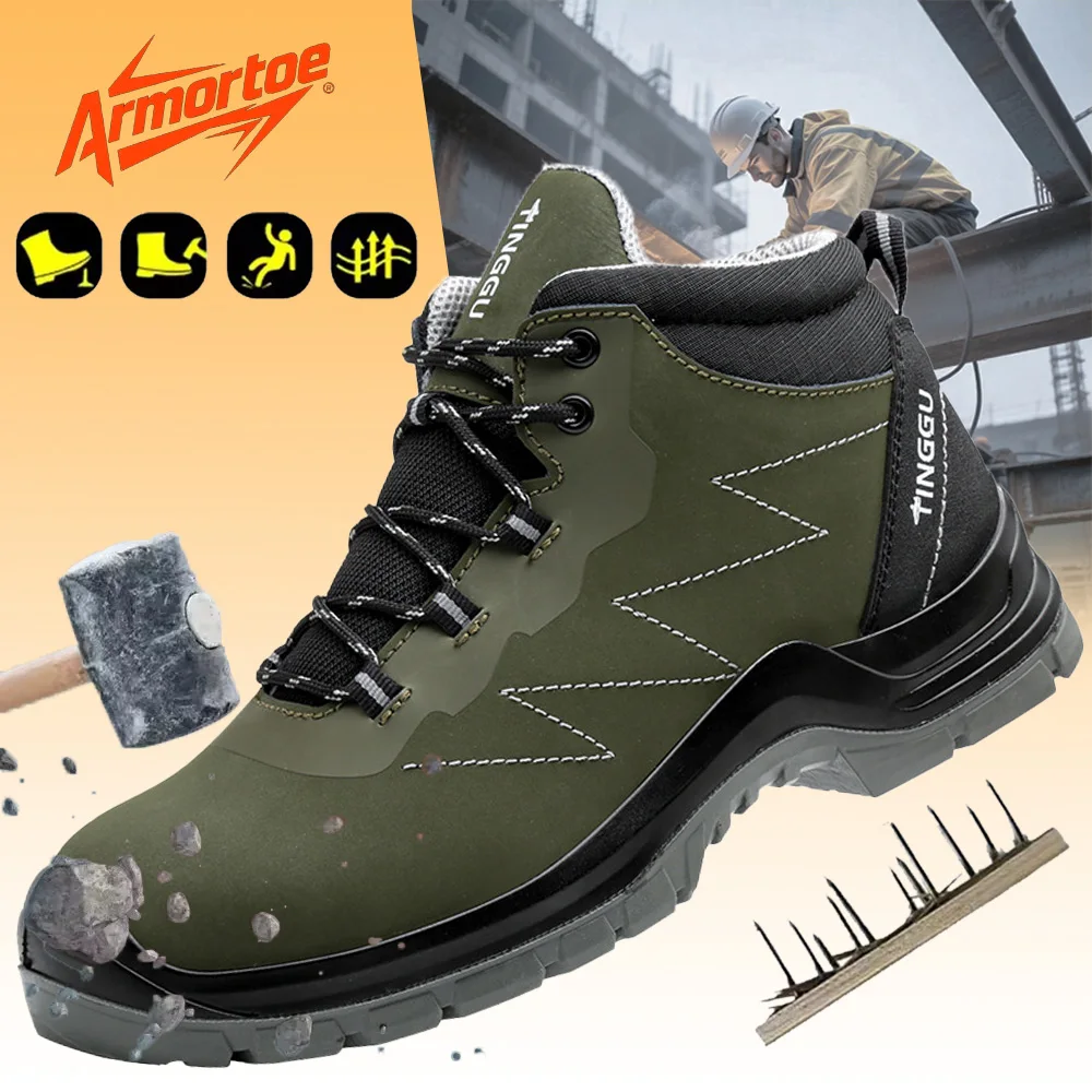 

ArmorToe ESD Safety Shoes Men Steel Toe Anti-Impact Puncture Proof Odor Resistant Industrial Work Boots #Armor2763