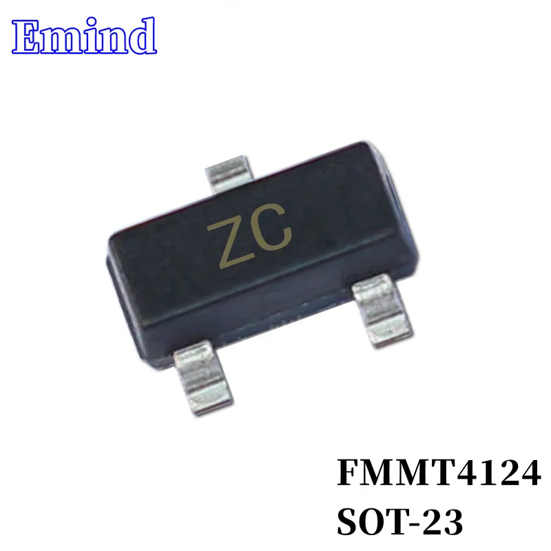 100/200/500/1000/2000/3000Pcs FMMT4124 SMD Transistor SOT-23 Footprint ZC Silkscreen NPN 25V/200mA Bipolar Amplifier Transistor