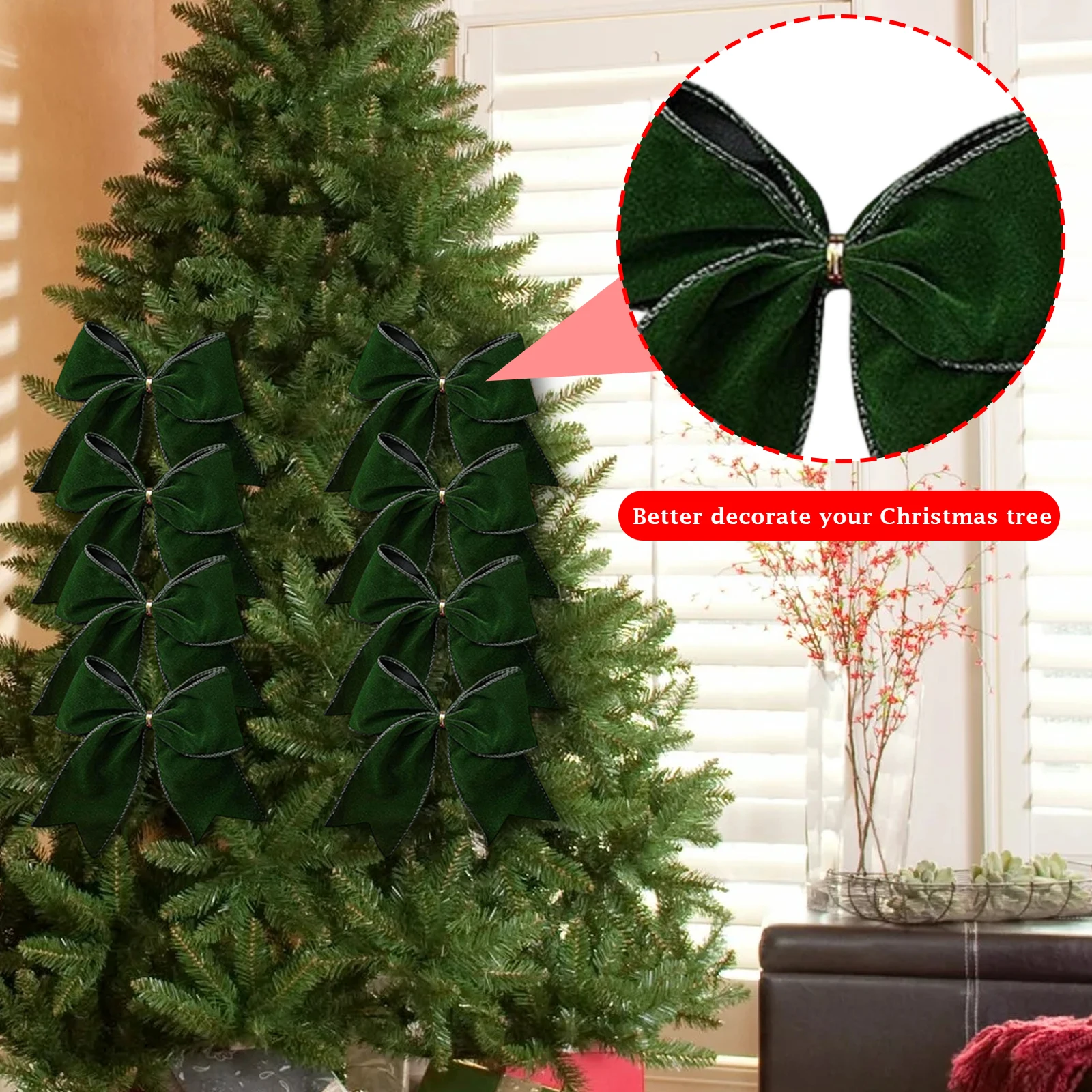 12pcs Christmas Bow Decorations Fabric Christmas Tree Bow Decoration Bow Decorations Christmas Tree Pendant Hanging Ornaments