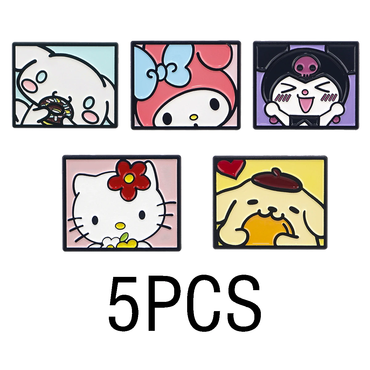 5 adet Kawaii Anime emaye Pin sevimli broş Pines yaka iğnesi rozeti sırt çantası giyim aksesuarları moda takı kız hediyeler