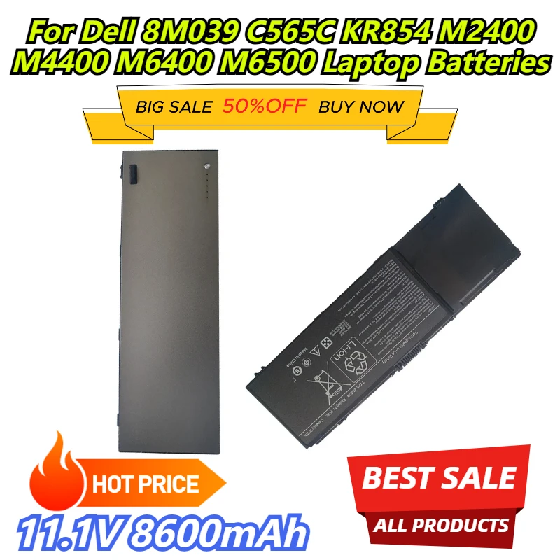 

11.1V 8600mAh For Dell 8M039 C565C KR854 M2400 M4400 M6400 M6500 Laptop Batteries