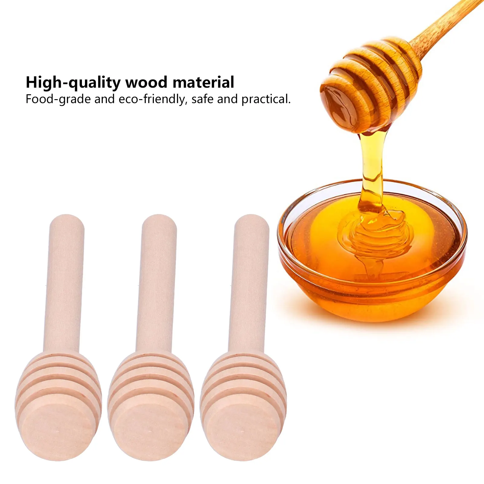 50PCS 8cm Wood Honey Dipper Sticks Honey Stirrer Dispensing Wand for Wedding Party Favors Home Kitchen Supplies