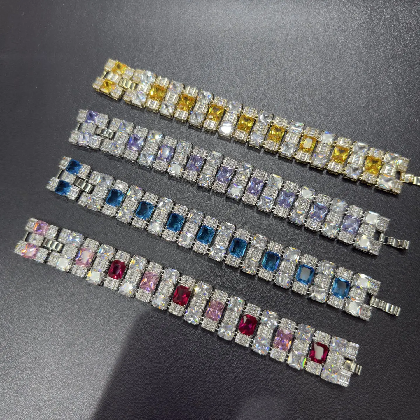 

Full Pavé Colored Zircon Bracelet Women's Fashion Jewelry Wrist Accessory in Trending Design