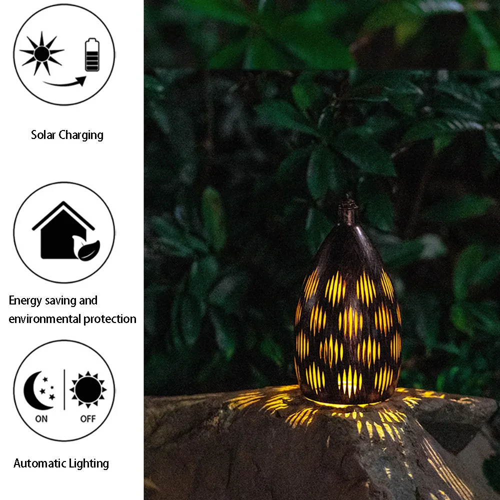 Lanterne solaire Portable en fer, éclairage d'extérieur, lumière d'urgence Rechargeable, luminaire décoratif de paysage, idéal pour un jardin, un Camping ou une cour