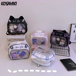 Transparent Kawaii Cute Cat Crossbody Bags Contrast Color Fashion All Match Girls Ita Bag Sweet Y2k Women Chic Shoulder Handbags