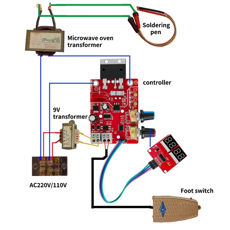 NY-D01 Spot Welding Machine Control Board Regulating Time And Current Digital Display DIY Control Board (100A)