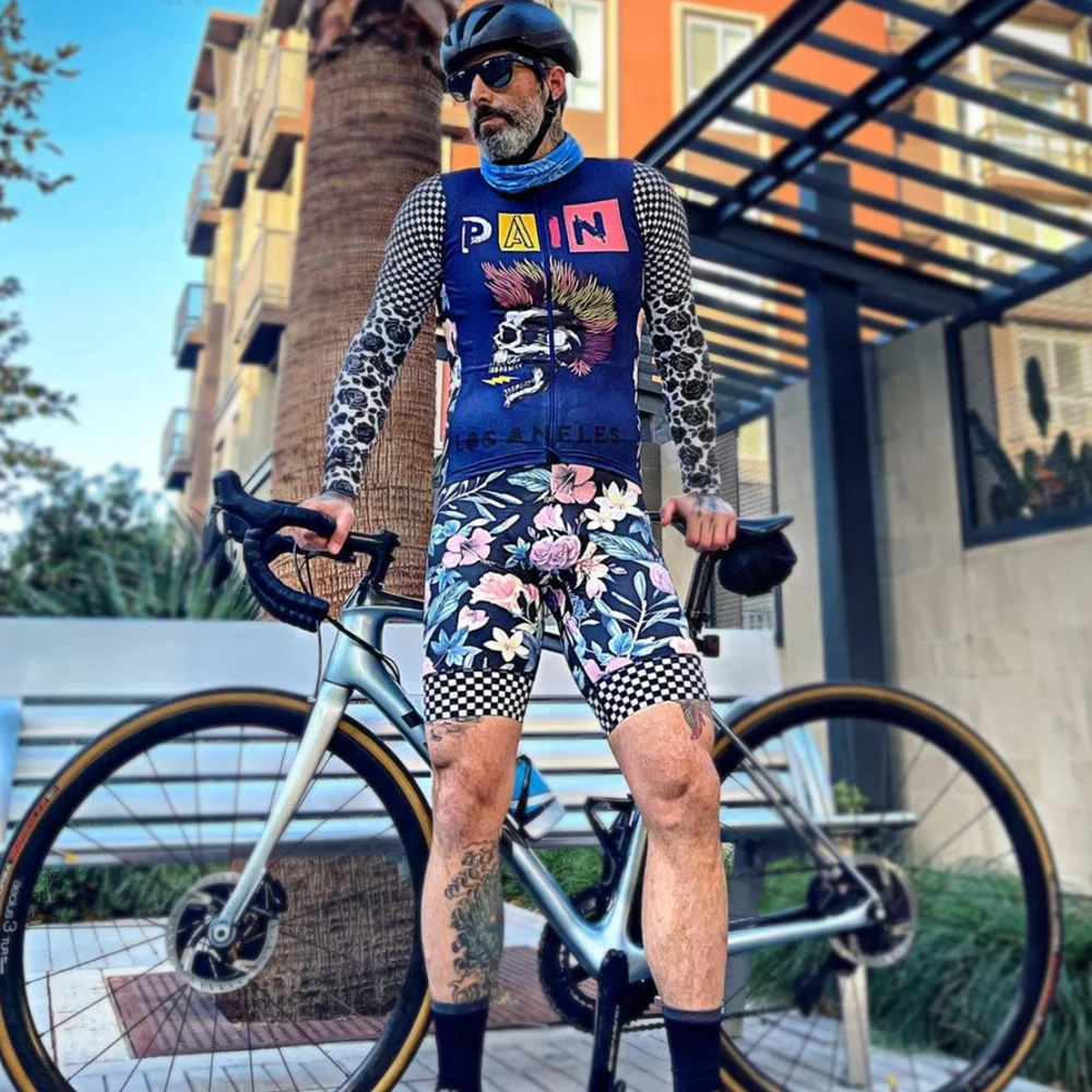 

Love The Pain Men Short Sleeve Cycling Jersey suit Shirt MTB Quick Dry Breathable Summer Triathlon set Maillot Ciclismo Hombre
