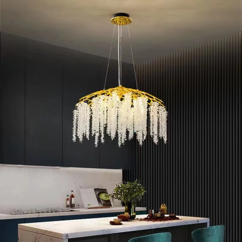 Luxury Crystal Led Lights Home Decor Ceiling Chandelier for Living Room Bedroom Kitchen Island Hotel Decor Round Pendant Light