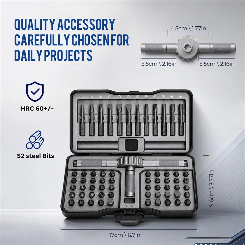 64 in 1 Magnetic Ratchet Screwdriver Set T Handle Ratchet Screwdriver Kits for Home Daily Repair Precision Electrical Appliance