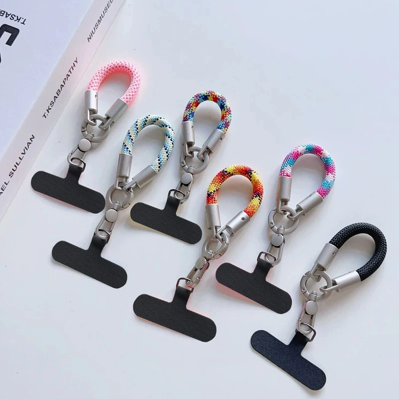 

Luxury Nylon Phone Anti-lost Lanyard Key Short Chain Pendant Women Hand-held Chain For iPhone For Samsung CCD Accessories Gift