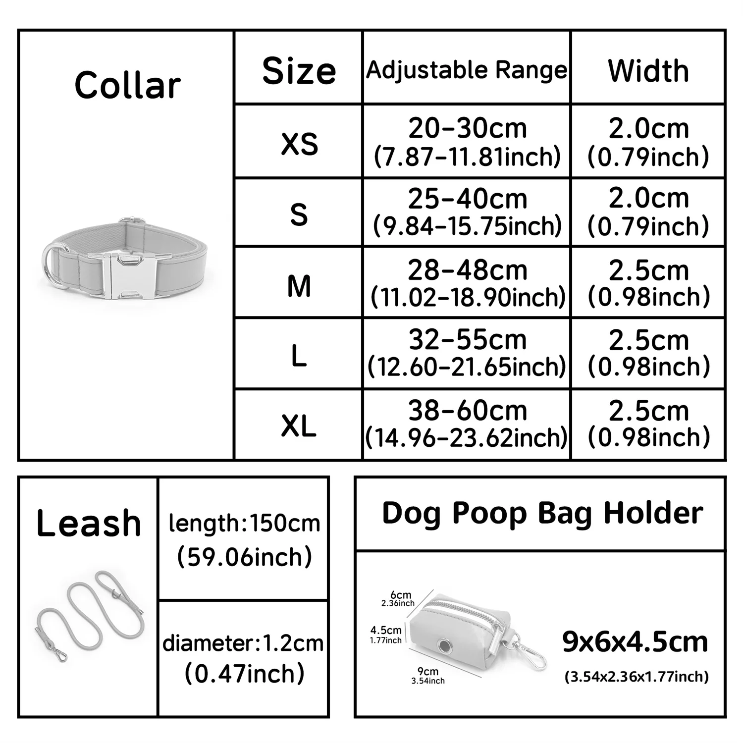 Pink Dog Collar Free Custom Engraving Pet Collar and Leash Set Fully Adjustable Collar Poop Bag Holder & 1.5m Walking Lead Rope