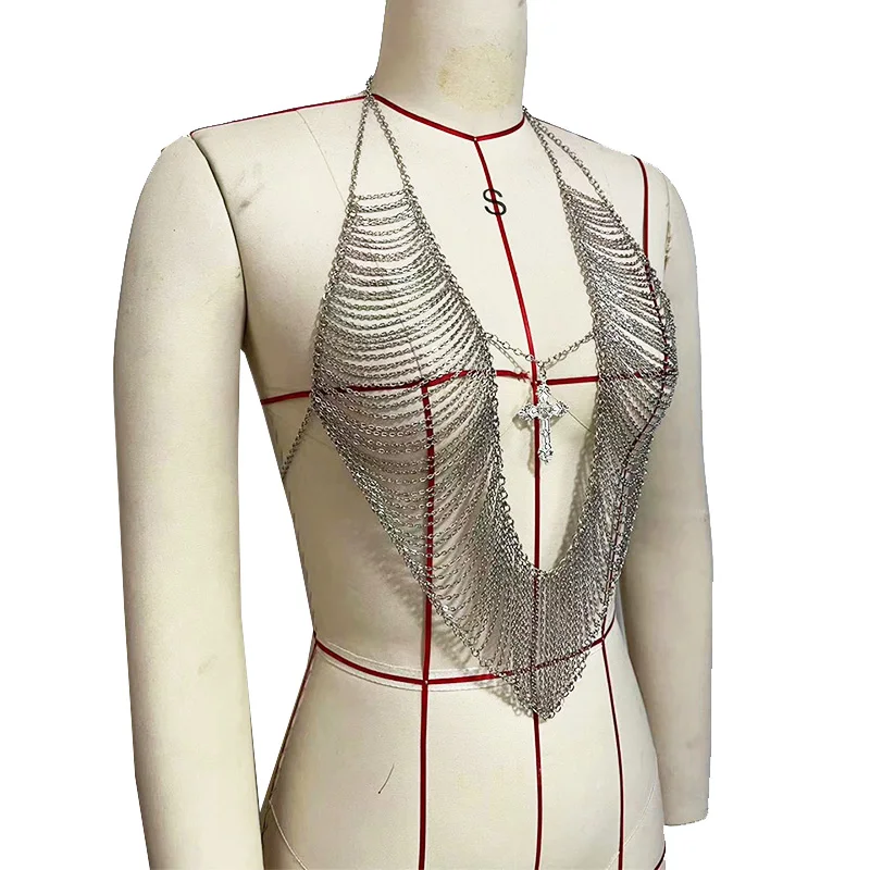 المرأة مثير ملابس السباحة الشاطئ الجوف خارج عارية الذراعين شرابة سبيكة حجر الراين الصليب قلادة المحاصيل الأعلى الخصر سلسلة حزب بيكيني #5