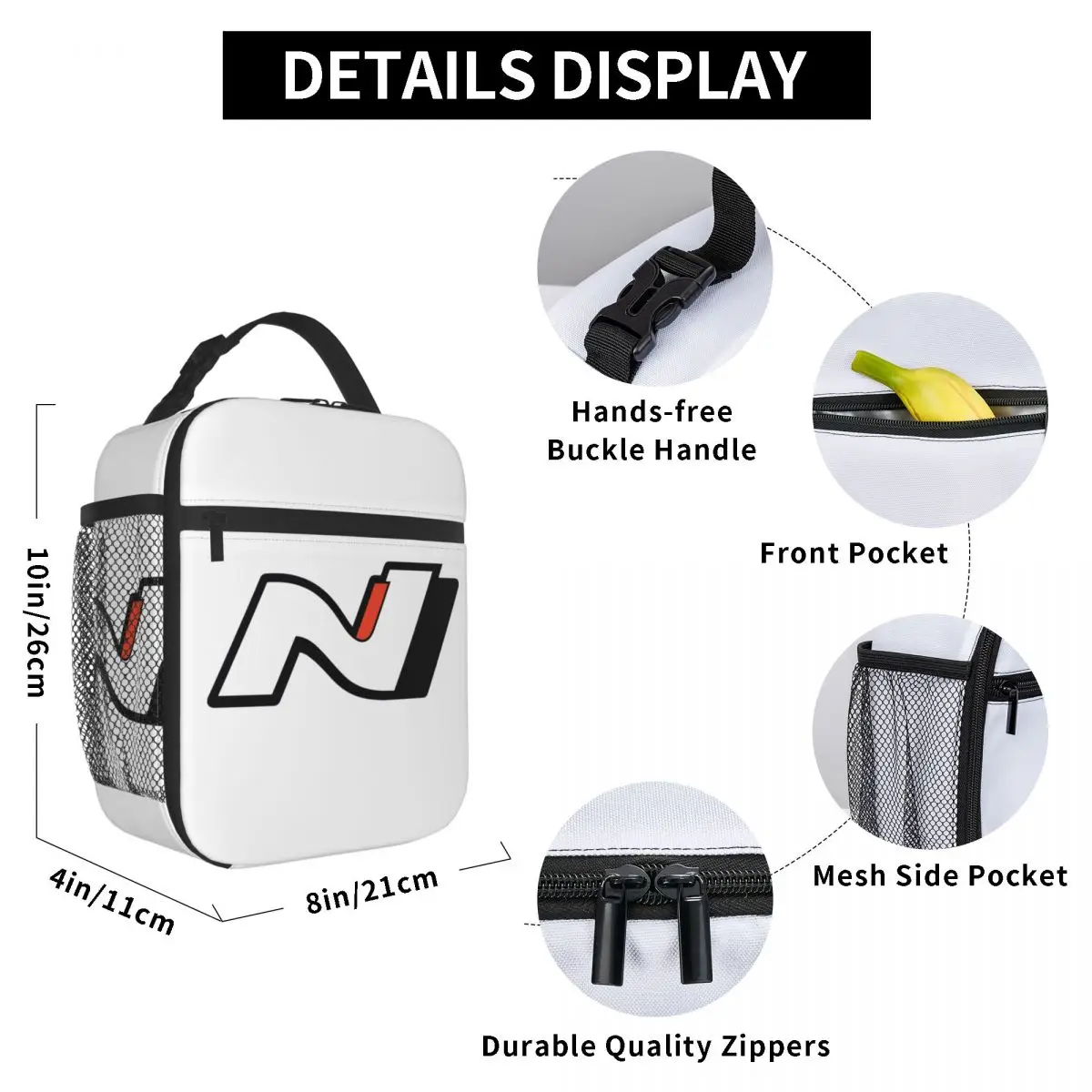 Hyundais N Performance Car Insulated Lunch Bag Hyundai-N Lunch Container Portable Thermal Cooler Bento Box Office