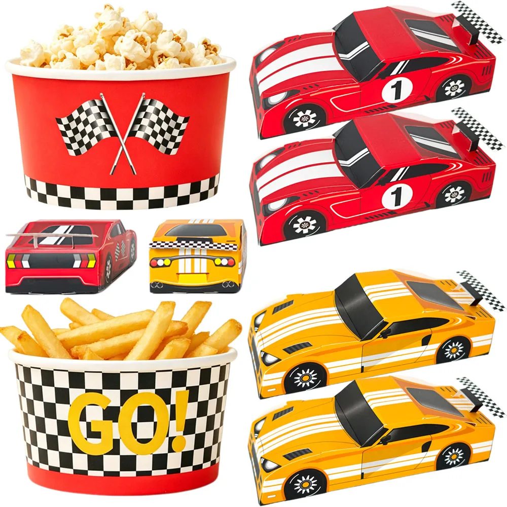 Cajas de Regalo para Fiesta de Autos de Carreras, 10/20/30 Piezas, Cajas para Dulces, Papas Fritas, Helados, Temática de Carreras, para Cumpleaños Infantiles, Baby Shower