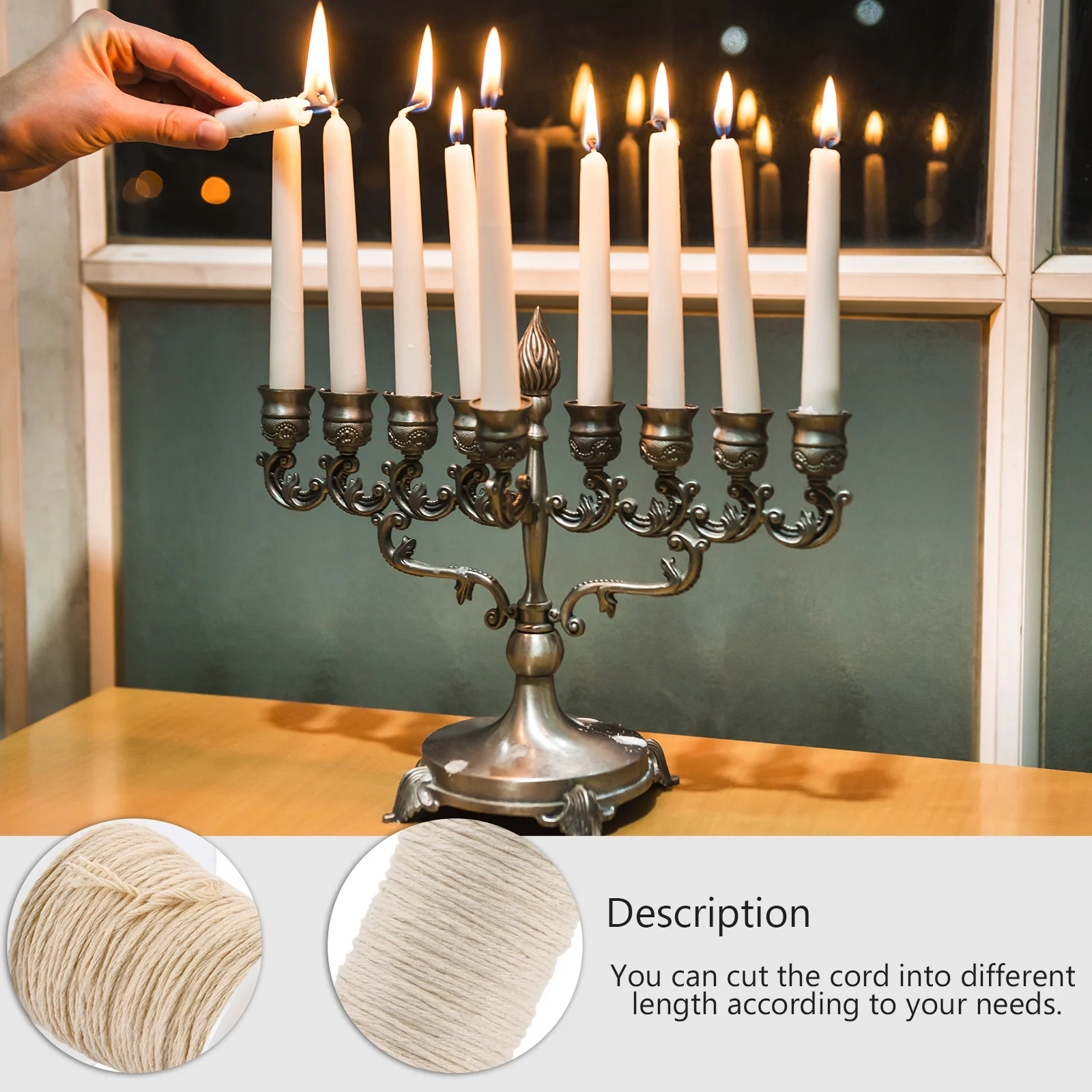 

60 Meters 2 Rolls Cotton Wick Spool Non Smoke Braided Thread for Handmade Pillar Taper Candles Craft Wick Natural