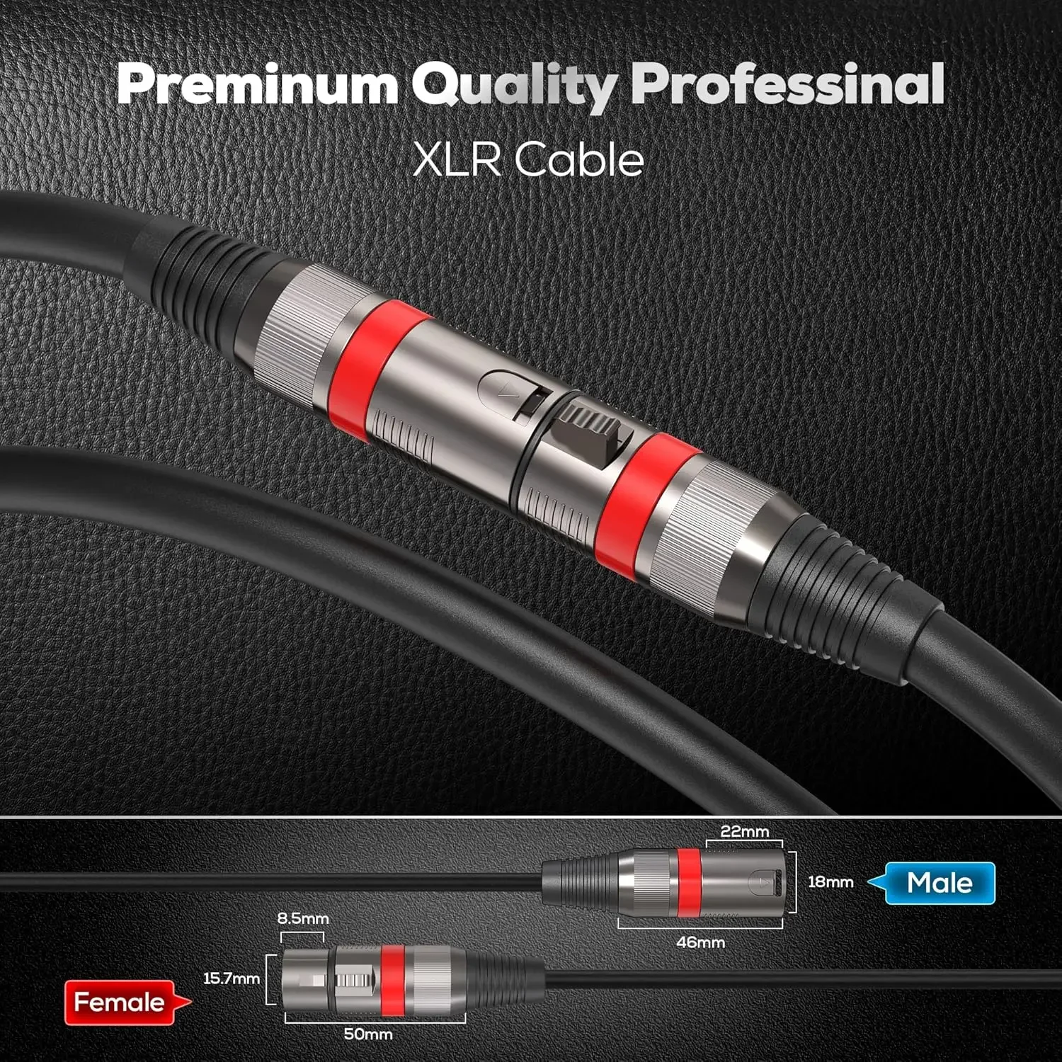 Kabel audio XLR męski na żeński OFC 2 opakowania Zbalansowany kabel mikrofonowy 3-stykowy XLR M-F Przewód głośnikowy Cannon Przedłużacz do miksera