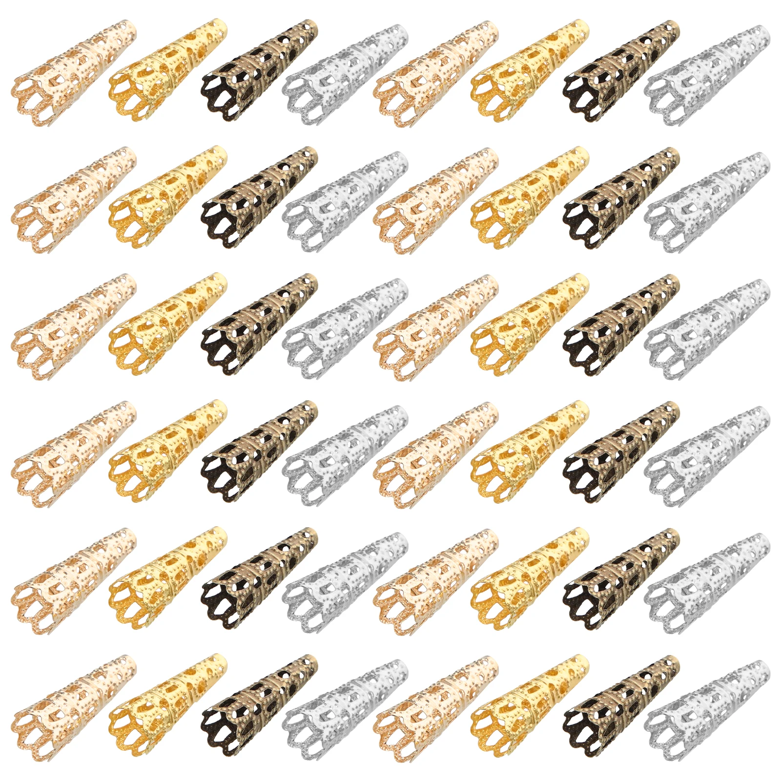 

200pcs Metal Bead Flower Caps Hollow Spacer DIY Jewelry Making Bracelet Necklace Earrings Crafts Iron Silver Rose Gold