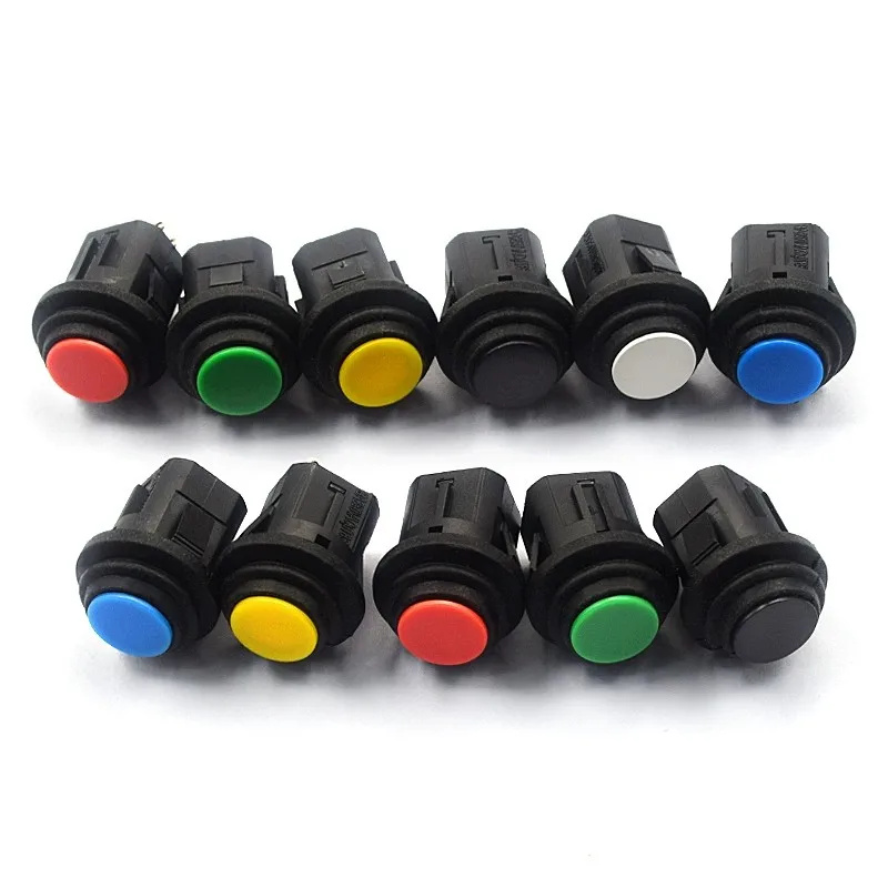 5pcs 14MM waterproof button switch, round shape, waterproof, self-resetting, self-locking, normally open, press to connect,