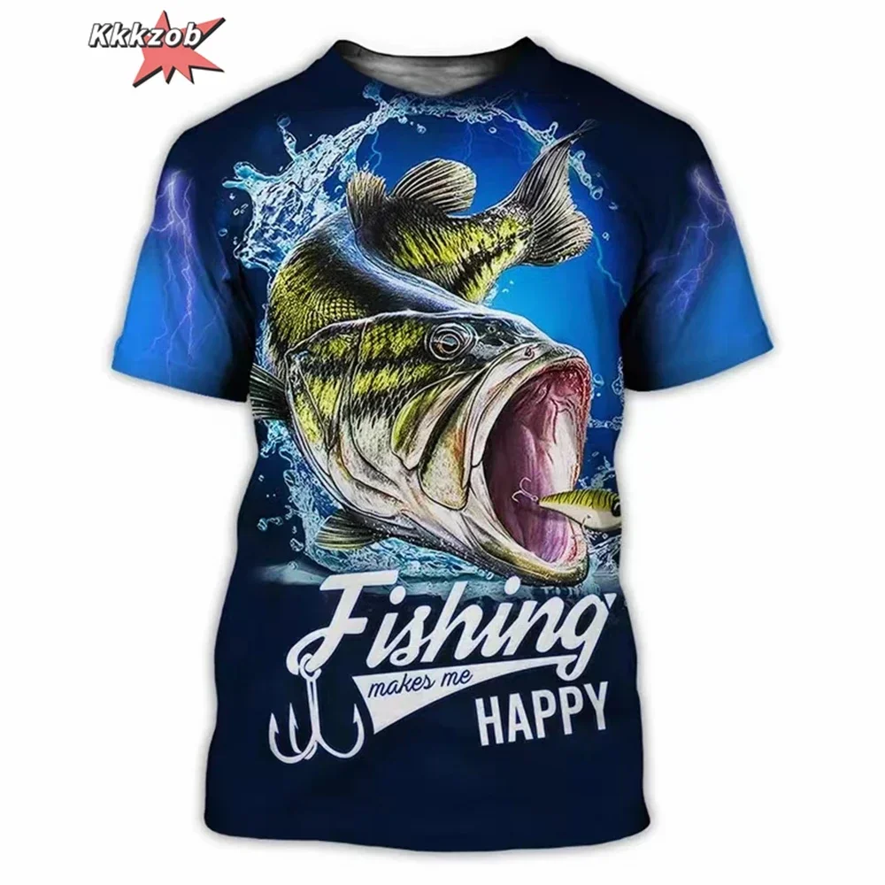 

Men's 3D fishing printed dress, long-sleeved shirt, outdoor fishing suit, short-sleeved top