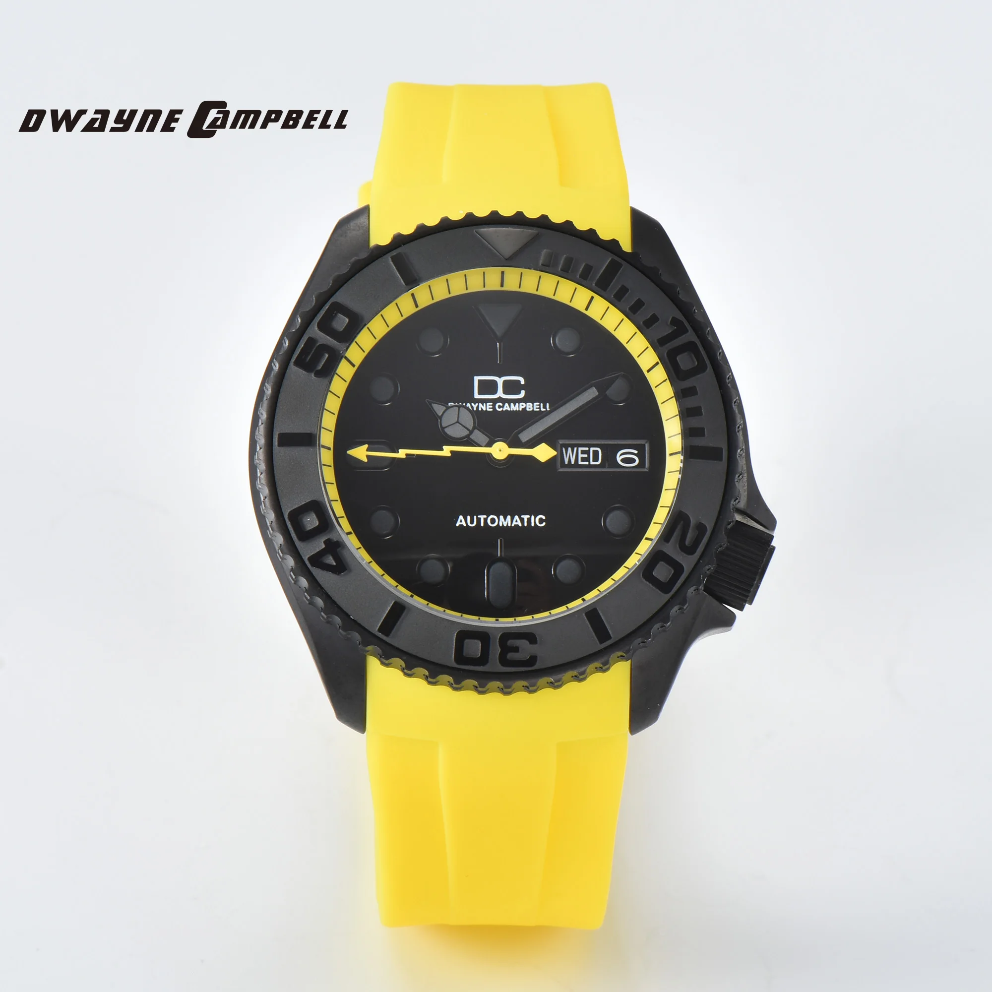 DWAYNE CAMPBELL Fashion Design Men's Mechanical Watch Waterproof Colorful Rubber Band Luminous Sapphire Glass Sport Watch