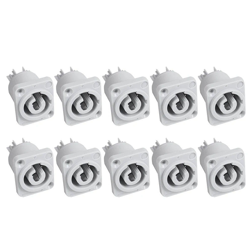 10 buah konektor Powercon 3 pin 20A 250V soket Panel Speaker daya Perempuan untuk lampu panggung layar LED, abu-abu