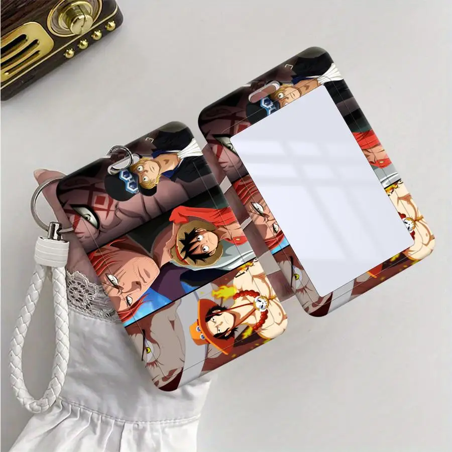 Colorful One Piece Character Cover Case 1Pc Card Holder Retractable Credit Card Holders Holders Child Bus with lanyard Bank ID