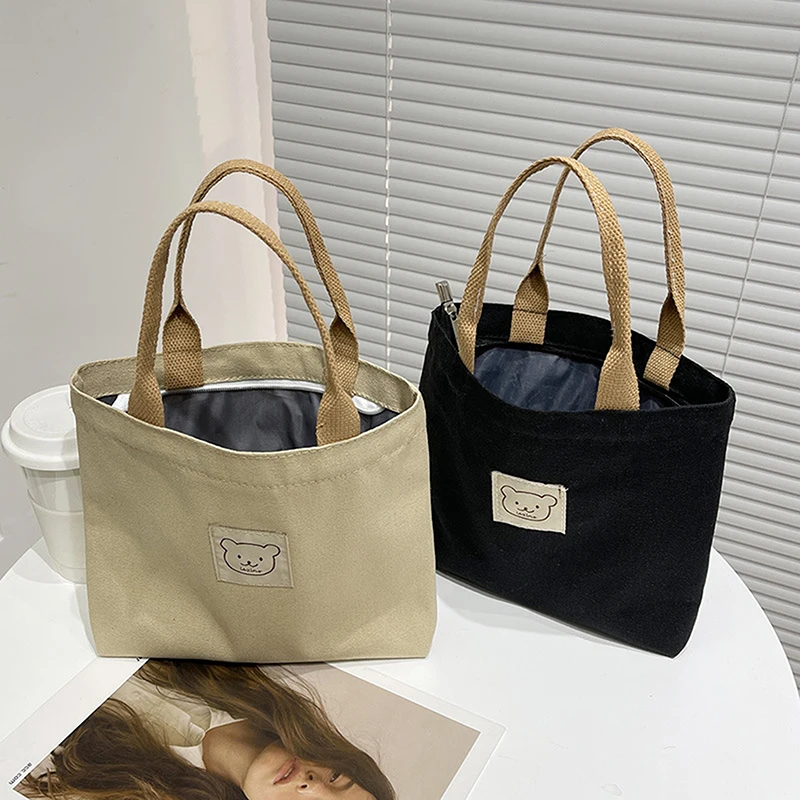 Sac à main de voyage mignon pour pique-nique, sac à déjeuner, fourre-tout en toile pour femmes, petit fourre-tout japonais, sacs à main grill en coton pour dames, 1PC