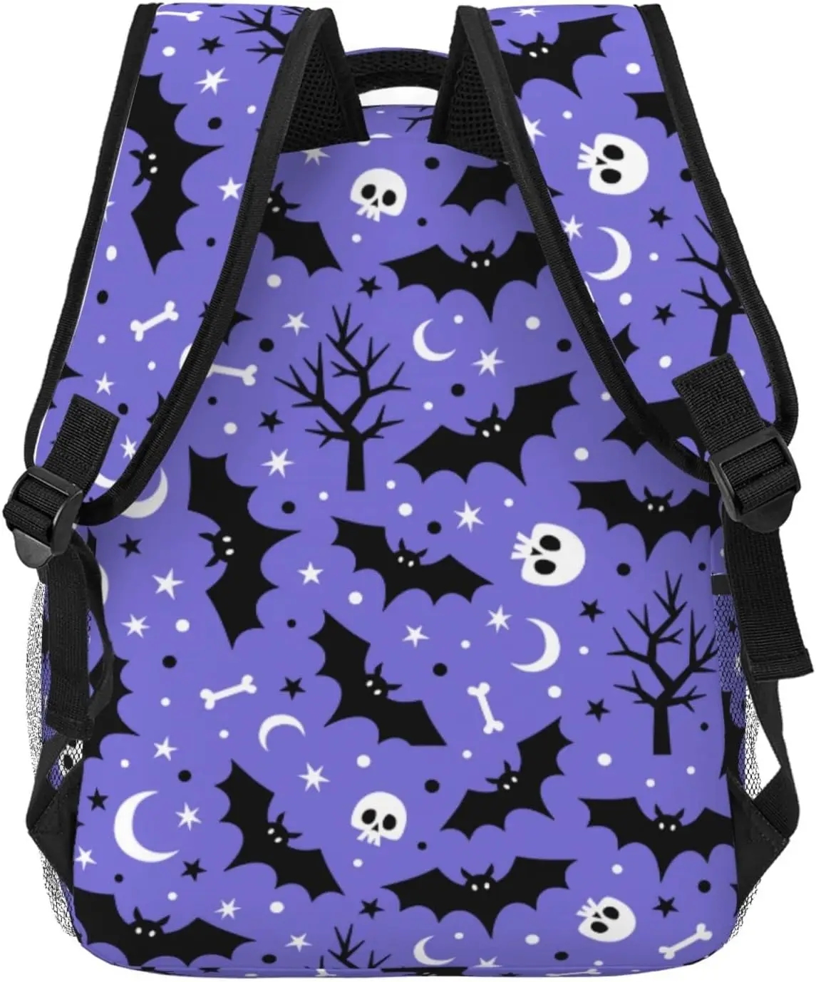 Halloween Bat Skull Moon Star Lightweight Laptop Backpack for Women Men College Bookbag Casual Daypack Travel Bag